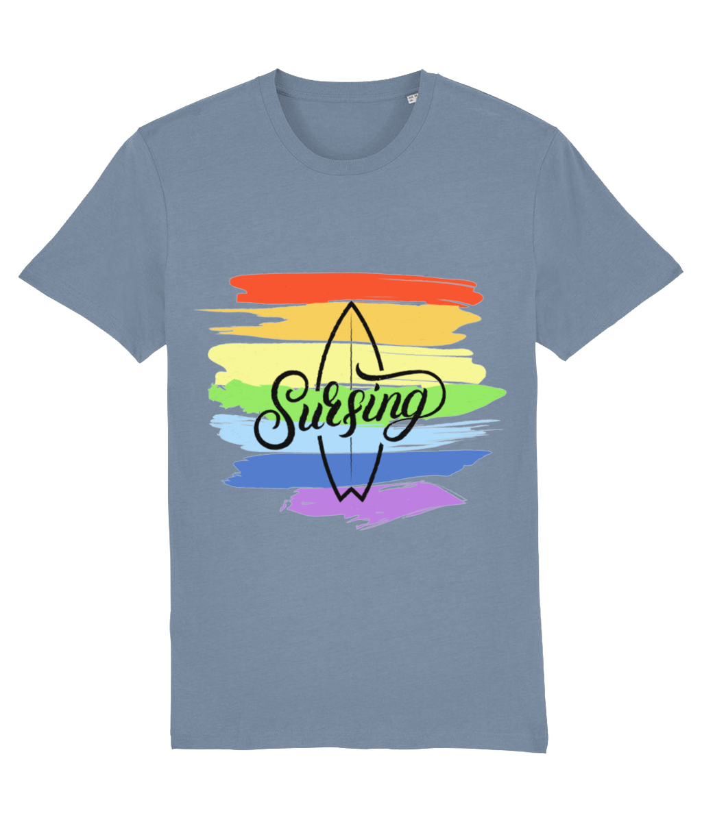 Indigo Jo rainbow surf mens t-shirt