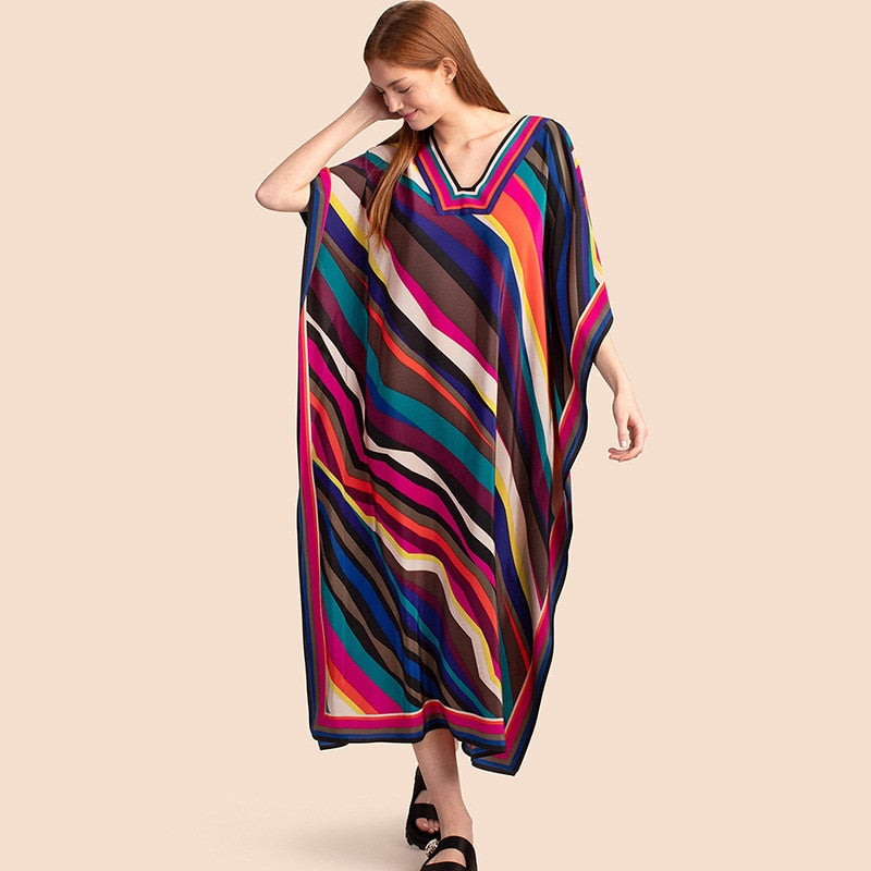 Printed Kaftans for Women Beach Cover Up Seaside Maxi Bohemian Dresses Beachwear Pareo Bathing Suits Factory Supply Dropshipping